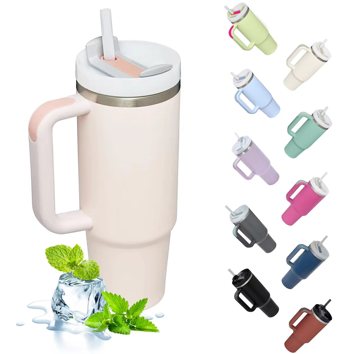 Insulated Tumbler with Handle 1200Ml Metal Stainless Steel