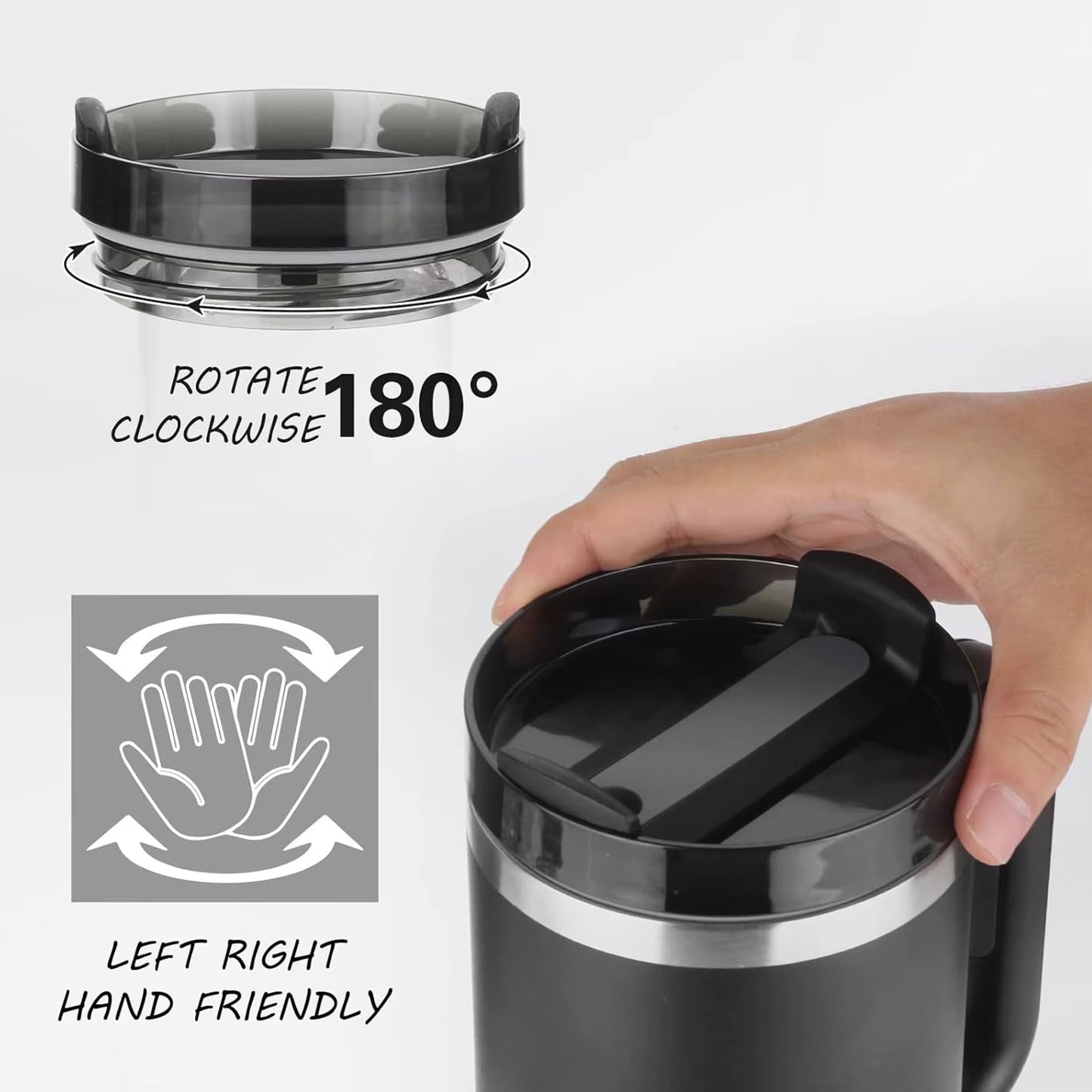 Insulated Tumbler with Handle 1200Ml Metal Stainless Steel